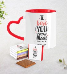 Kişiye Özel Sevgililer Günü Kırmızı Kalpli Kupa ve Çikolata Seti-86