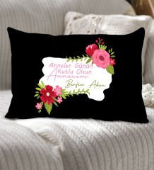 BK Gift Kişiye Özel İsimli Anneler Günü Tasarımlı Premium Kumaş Siyah Dikdörtgen Kırlent Yastık, Anneler Günü Hediyesi, Ev Dekorasyonu-6