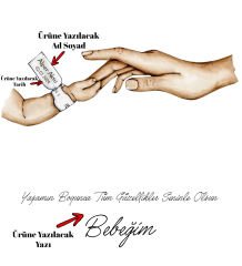 BK Gift Kişiye Özel Renkli El Ele Tutuşan Anne-Çocuk Tasarımlı Ahşap Çerçeveli Tablo-1 40x25cm, Anneye Hediye, Yeni Doğum Hediyesi