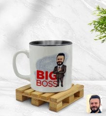 Kişiye Özel Erkek Big Boss Karikatürlü İçi Siyah Renkli Kupa Bardak Model 2