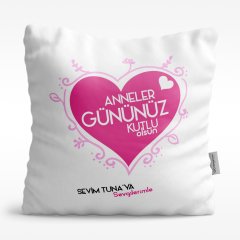 Kişiye Özel Anneler Gününüz Kutlu Olsun Tasarımlı Beyaz Saten Yastık - 10