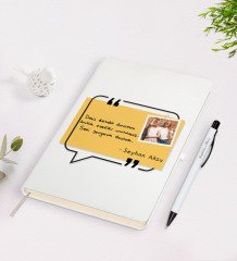 Kişiye Özel Kendi El Yazın Mesajlı Fotoğraflı Beyaz Defter ve Kalem Hediye Seti-5