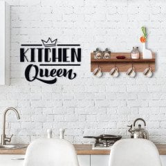 BK Home Doğal Ahşap Raflı Dekoratif Fincan Askılığı ve Mutfak Duvar Süsü-5