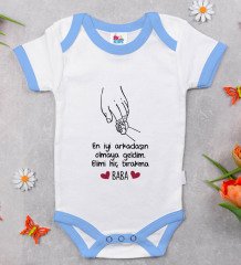 BK Kids Baba Tasarımlı Mavi Bebek Body Zıbın-1