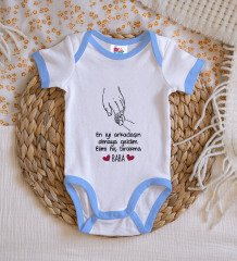 BK Kids Baba Tasarımlı Mavi Bebek Body Zıbın-1