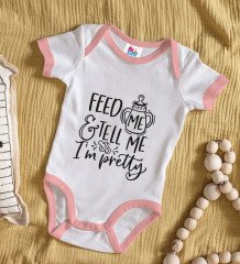 BK Kids I'm Pretty Tasarımlı Pembe Bebek Body Zıbın-1