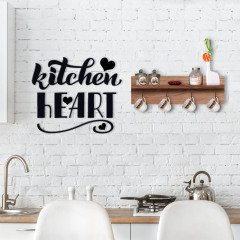 BK Home Doğal Ahşap Raflı Dekoratif Fincan Askılığı ve Mutfak Duvar Süsü-6