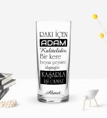 Kişiye Özel Renkli Baskılı Rakı İçen Adam Tasarımlı Rakı Bardağı-2