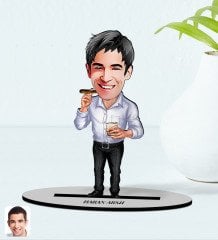 Kişiye Özel Baba Karikatürlü Ahşap Biblo Model-1