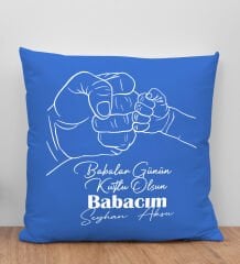 BK Gift Kişiye Özel İsimli Babalar Günü Tasarımlı Mavi Kırlent Yastık-8 Babaya Hediye, Ev Dekorasyonu, Babalar Günü Hediyesi