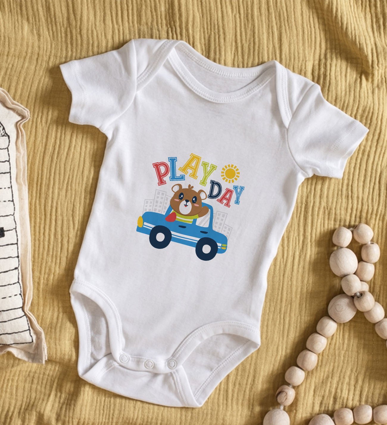 BK Kids Play Day Tasarımlı Bebek Body Zıbın - Model 1