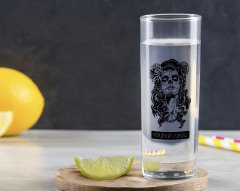 Kişiye Özel Renkli Baskılı Kadın Kurukafa Tasarımlı Vodka Bardağı-2