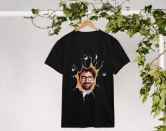 BK Gift Kişiye Özel Sevgililer Karikatürlü İkili Siyah T-shirt Seti, Sevgililer Hediye, Çift Hediyesi, Yıl Dönümü Hediyesi, Kişiye Özel Tişört-24
