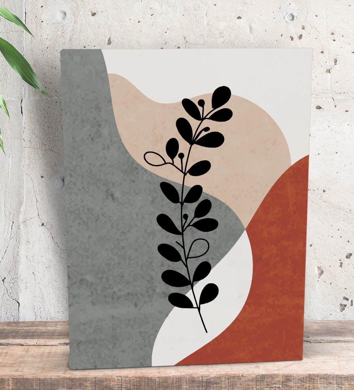 BK Gift Minimalist Style Plant Tasarımlı Dekoratif Mini Kanvas Tablo 15x20cm-2