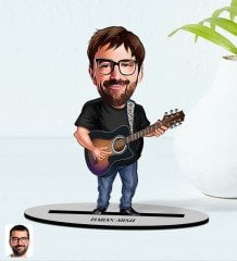 Kişiye Özel Baba Karikatürlü Ahşap Biblo Model-4