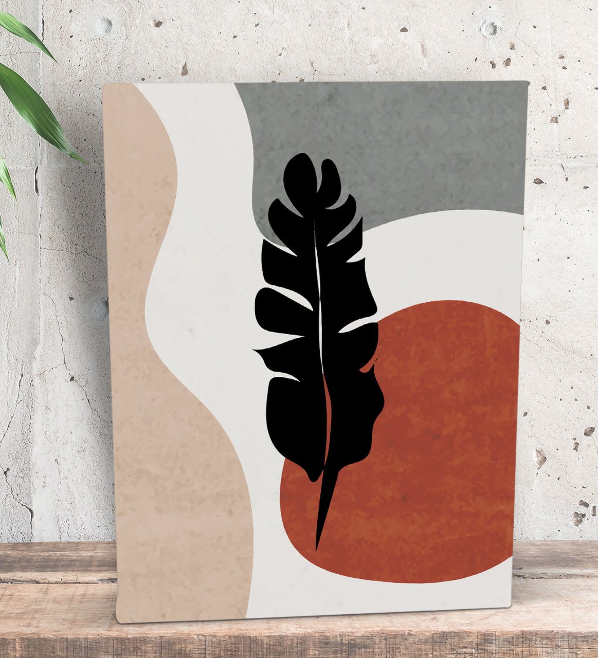 BK Gift Minimalist Style Plant Tasarımlı Dekoratif Mini Kanvas Tablo 15x20cm-3