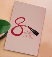 BK Gift 8 Mart Tasarımlı Pudra Pembesi Sert Kapaklı Defter ve Middle Kupa Seti, Arkadaşa Hediye, Yeni İş Hediyesi, Doğum Günü Hediyesi-3