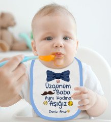 BK Kids Kişiye Özel Mavi Bebek Mama Önlüğü - Model 36