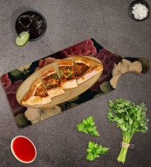 BK Gift Çiçekler Tasarımlı Dikdörtgen Şeklinde Doğal Ahşap Servis ve Sunum Tabağı Model 6