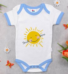 BK Kids Smile More Tasarımlı Mavi Bebek Body Zıbın-1