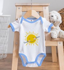 BK Kids Smile More Tasarımlı Mavi Bebek Body Zıbın-1