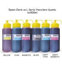 Epson Claria ve L Serisi Yazıcılar için uyumlu 6x500 ml Mürekkep Seti (PHOTOINK Akıllı Mürekkep) L100/110/200/210/220/ 300/310/355/455/550 /800/810/850/1300/1800/ l382/l386/l455/1455