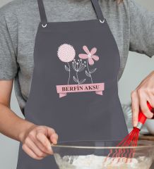 BK Gift Kişiye Özel İsimli Anneler Günü Tasarımlı Profesyonel Antrasit Mutfak Önlüğü, Aşçı Önlüğü, Şef Önlüğü, Anneye Hediye-14