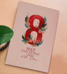 BK Gift 8 Mart Tasarımlı Pudra Pembesi Sert Kapaklı Defter ve Middle Kupa Seti, Arkadaşa Hediye, Yeni İş Hediyesi, Doğum Günü Hediyesi-5