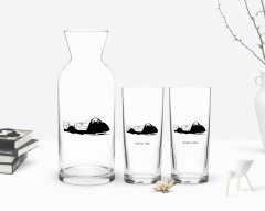 Kişiye Özel Renkli Baskılı Bursa Tasarımlı Turistik İkili Rakı Bardağı ve Karaf Hediye Seti-3