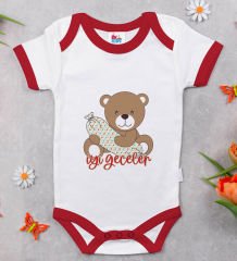 BK Kids Sevimli Ayı Tasarımlı Kırmızı Bebek Body Zıbın-1