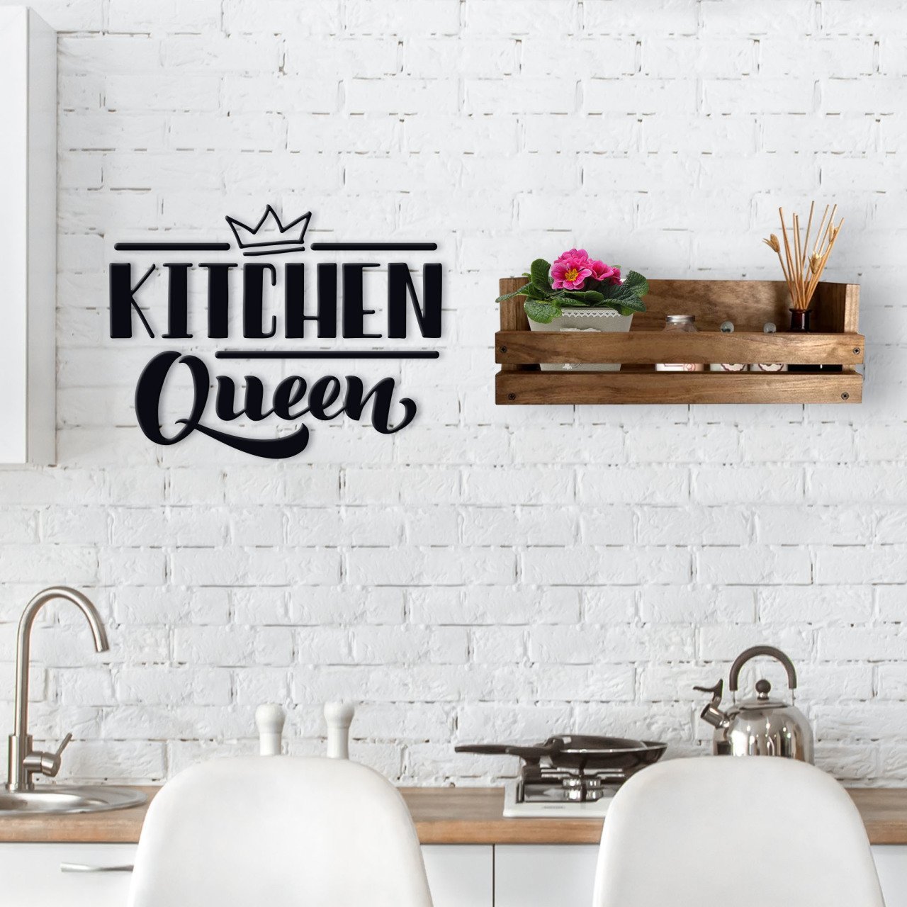 BK Home Dekoratif Doğal Ahşap Raf ve Mutfak Duvar Süsü-5