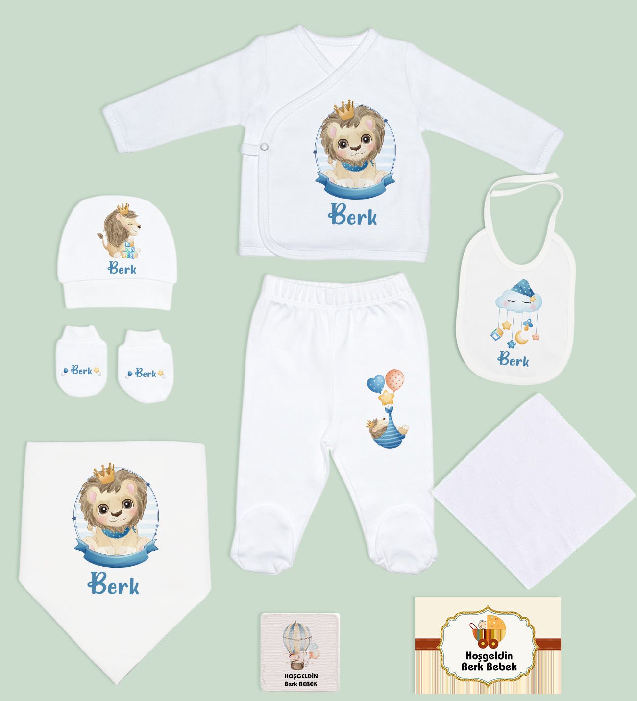 BK Kids Kişiye Özel 9 Parça Beyaz Hastane Çıkışı ve Battaniye Hediye Seti, Yeni Doğan Bebek Giyim Hediyesi-2