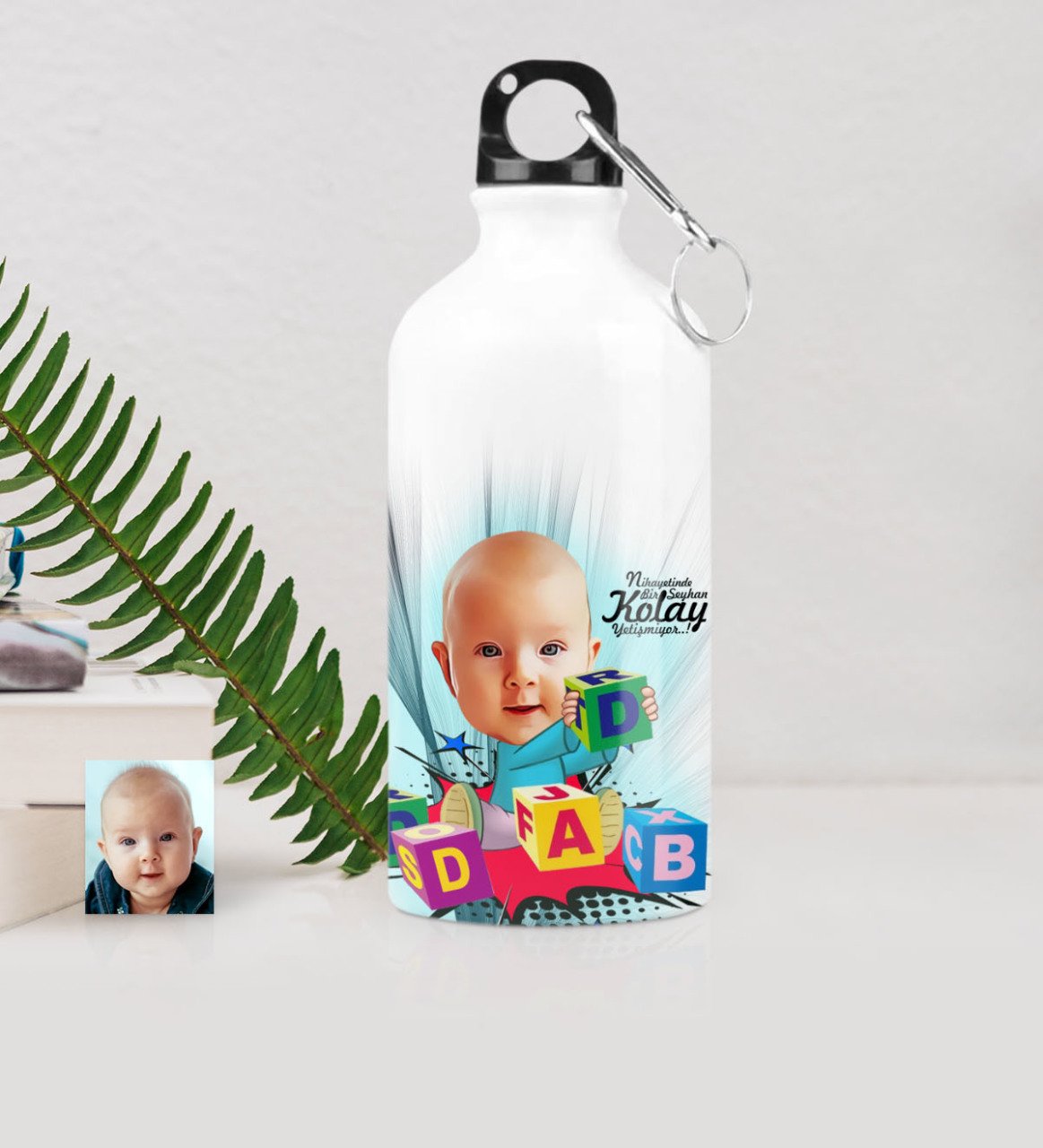 Kişiye Özel Bebek Karikatürlü Metal Suluk (500 ml.) 4