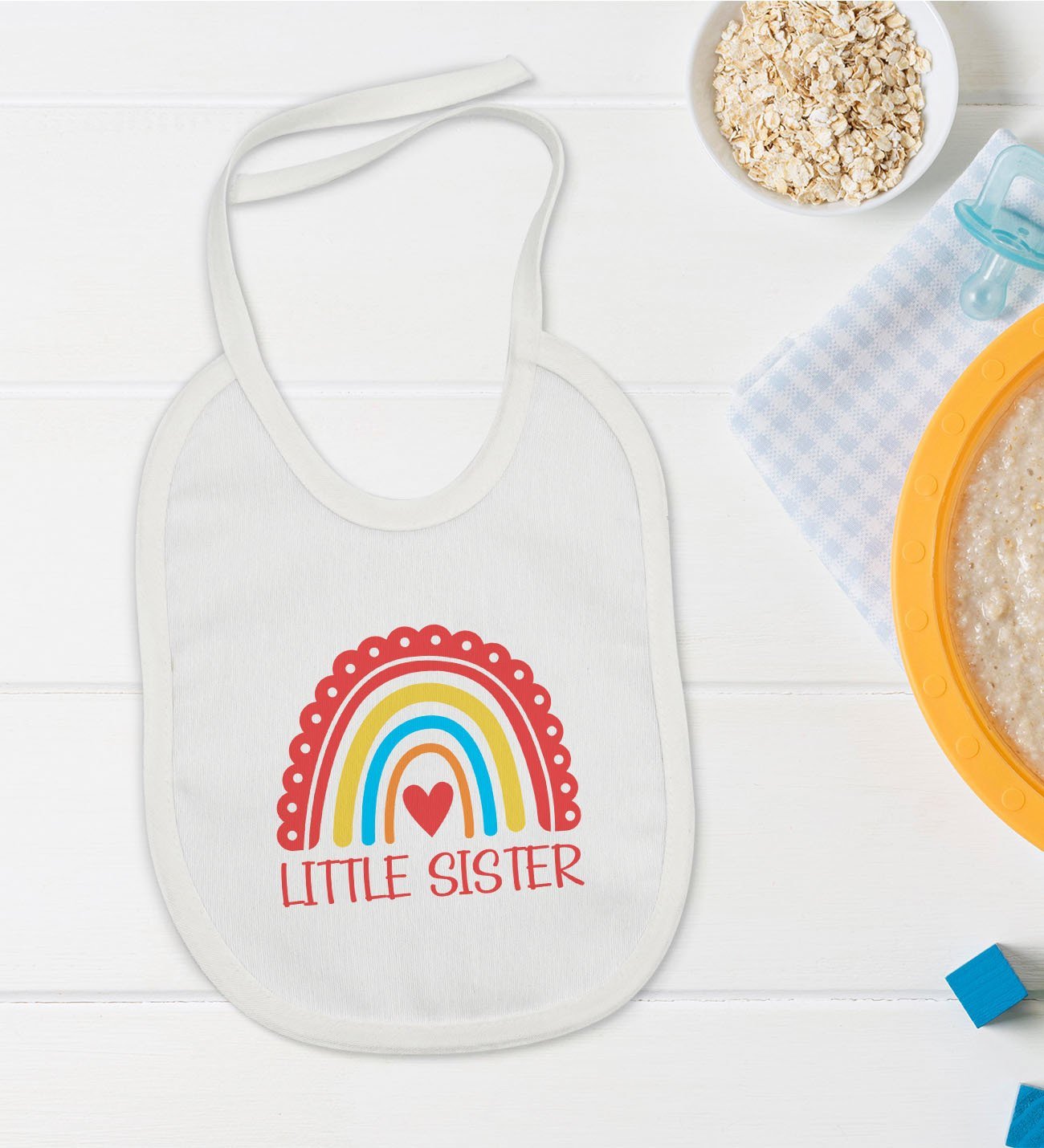 BK Kids Little Sister Tasarımlı Bebek Mama Önlüğü - Model 1