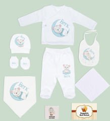 BK Kids Kişiye Özel 9 Parça Beyaz Hastane Çıkışı ve Battaniye Hediye Seti, Yeni Doğan Bebek Giyim Hediyesi-3