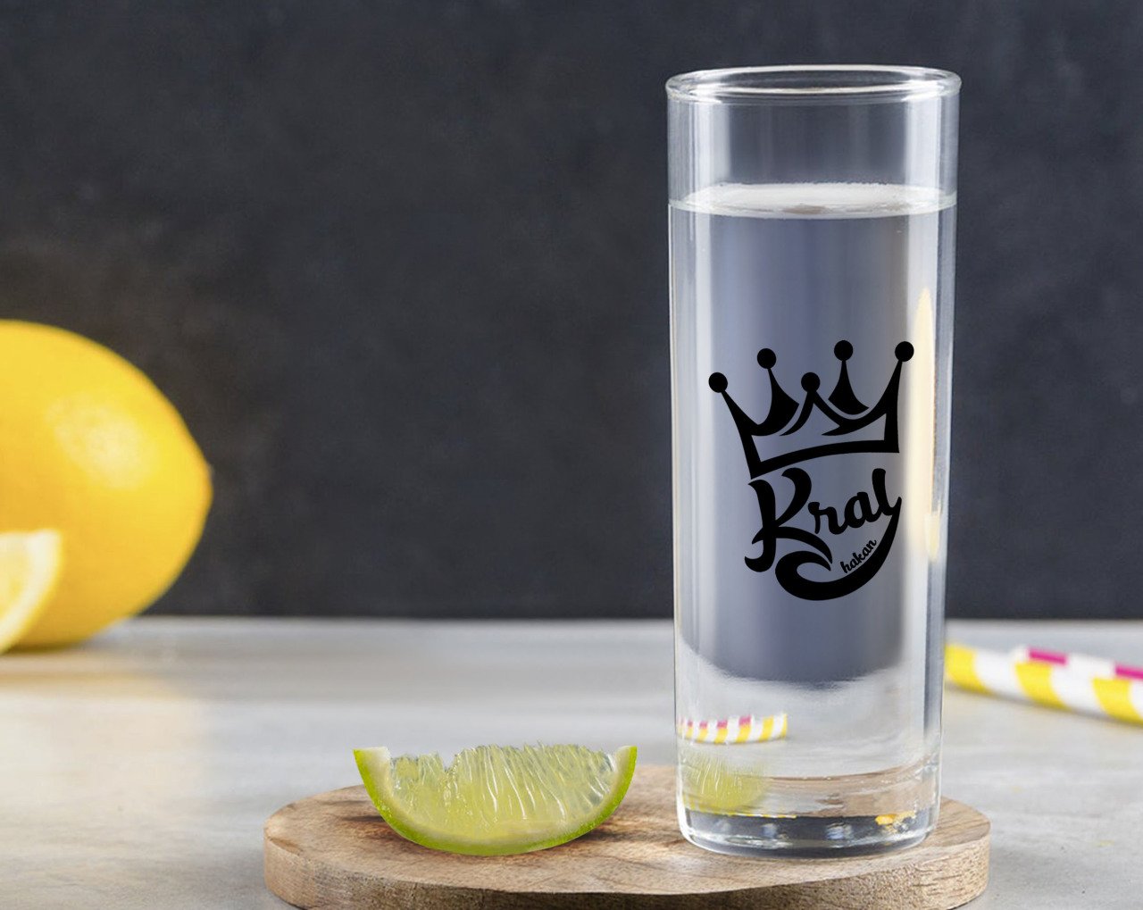 Kişiye Özel Renkli Baskılı Kral Tasarımlı Vodka Bardağı-1