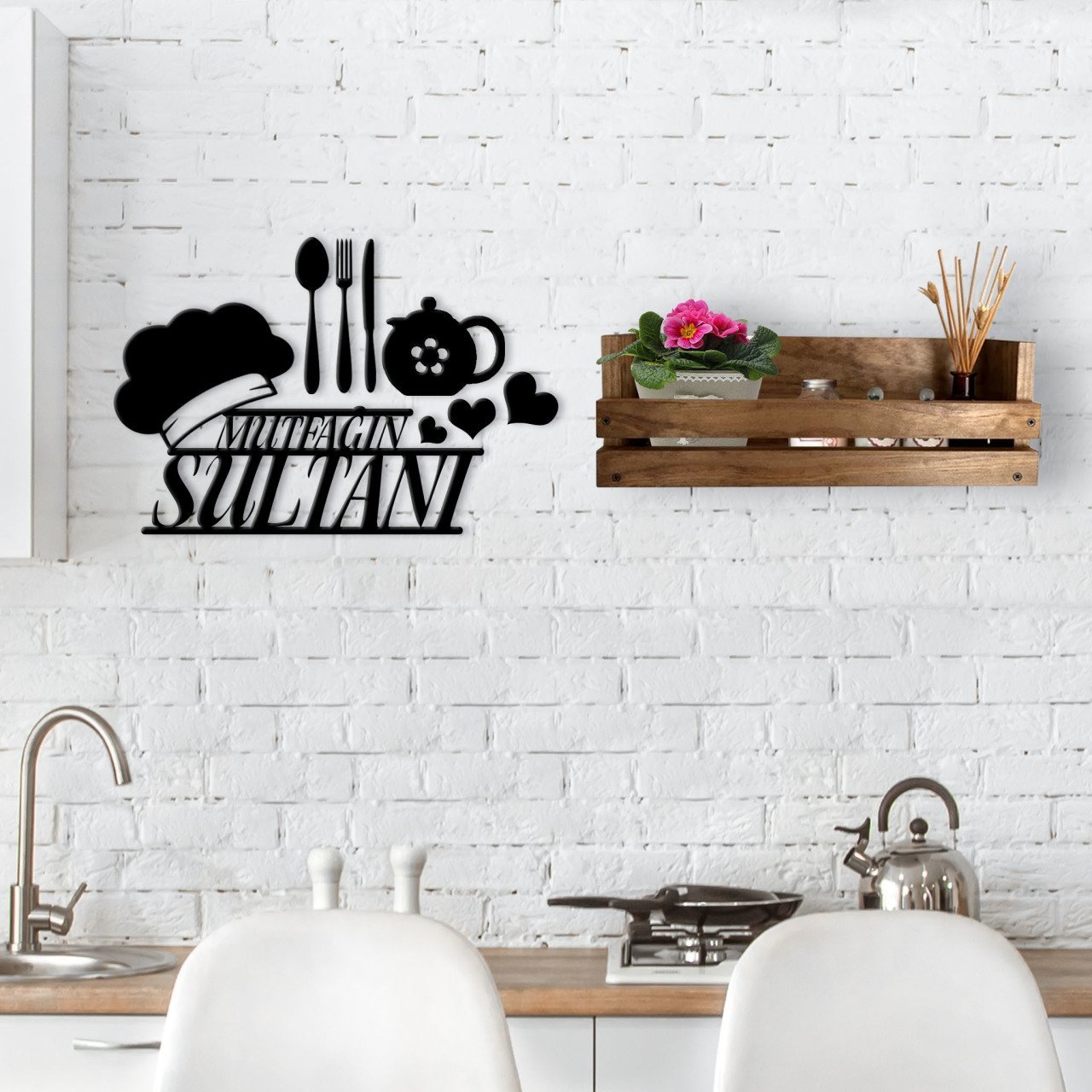 BK Home Dekoratif Doğal Ahşap Raf ve Mutfak Duvar Süsü-8