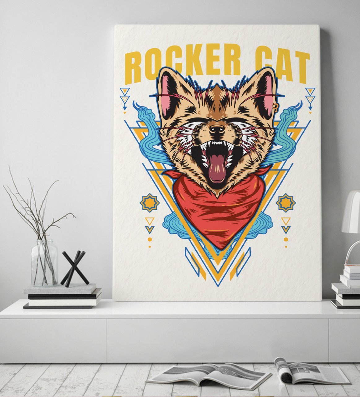 BK Gift Rocker Cat Tasarımlı Kanvas Tablo 50x70cm-1