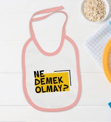 BK Kids Ne Demek Olmay Tasarımlı Pembe Bebek Body Zıbın ve Mama Önlüğü Hediye Seti-1