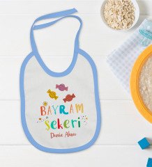 BK Kids Kişiye Özel Mavi Bebek Mama Önlüğü - Model 48