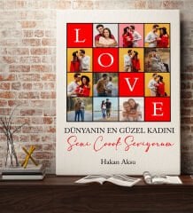 BK Gift Kişiye Özel Fotoğraflı Love Tasarımlı Kanvas Tablo-1, Ev Hediyesi, Arkadaşa Hediye, Sevgiliye Hediye