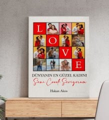 BK Gift Kişiye Özel Fotoğraflı Love Tasarımlı Kanvas Tablo-1, Ev Hediyesi, Arkadaşa Hediye, Sevgiliye Hediye