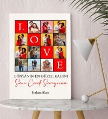 BK Gift Kişiye Özel Fotoğraflı Love Tasarımlı Kanvas Tablo-1, Ev Hediyesi, Arkadaşa Hediye, Sevgiliye Hediye