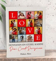 BK Gift Kişiye Özel Fotoğraflı Love Tasarımlı Kanvas Tablo-1, Ev Hediyesi, Arkadaşa Hediye, Sevgiliye Hediye