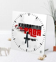 Kişiye Özel Kahraman Baba Masaüstü Kare Cam Saat-2