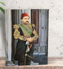 BK Gift Sultan II Abdülhamid Han Tasarımlı Dekoratif Mini Kanvas Tablo 15x20cm-1