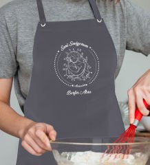 BK Gift Kişiye Özel İsimli Anneler Günü Tasarımlı Profesyonel Antrasit Mutfak Önlüğü, Aşçı Önlüğü, Şef Önlüğü, Anneye Hediye-18