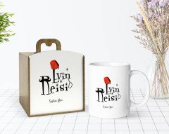Kişiye Özel Ahşap Kutuda Evin Reisi Tasarımlı Beyaz Kupa Bardak-2