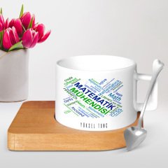 Kişiye Özel Mesleki Matematik Mühendisi Ahşap Altlıklı Seramik Fincan - 1