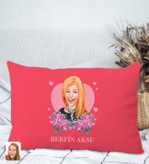 BK Gift Kişiye Özel Anneler Günü Karikatürlü Premium Kumaş Kırmızı Dikdörtgen Kırlent Yastık, Anneler Günü Hediyesi, Ev Dekorasyonu-2